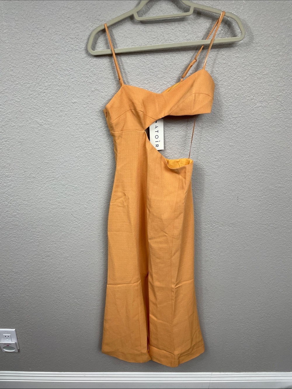 NWT Atoir Laura Dress Side Cut Out Mango Orange Midi Sz 2 - Picture 3 of 12